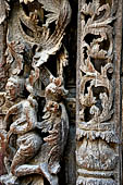 Myanmar - Mandalay, Shwenandaw Kyaung (the Golden Palace) a wonderful example of the Burmese unique teak architecture and wood-carving art. 